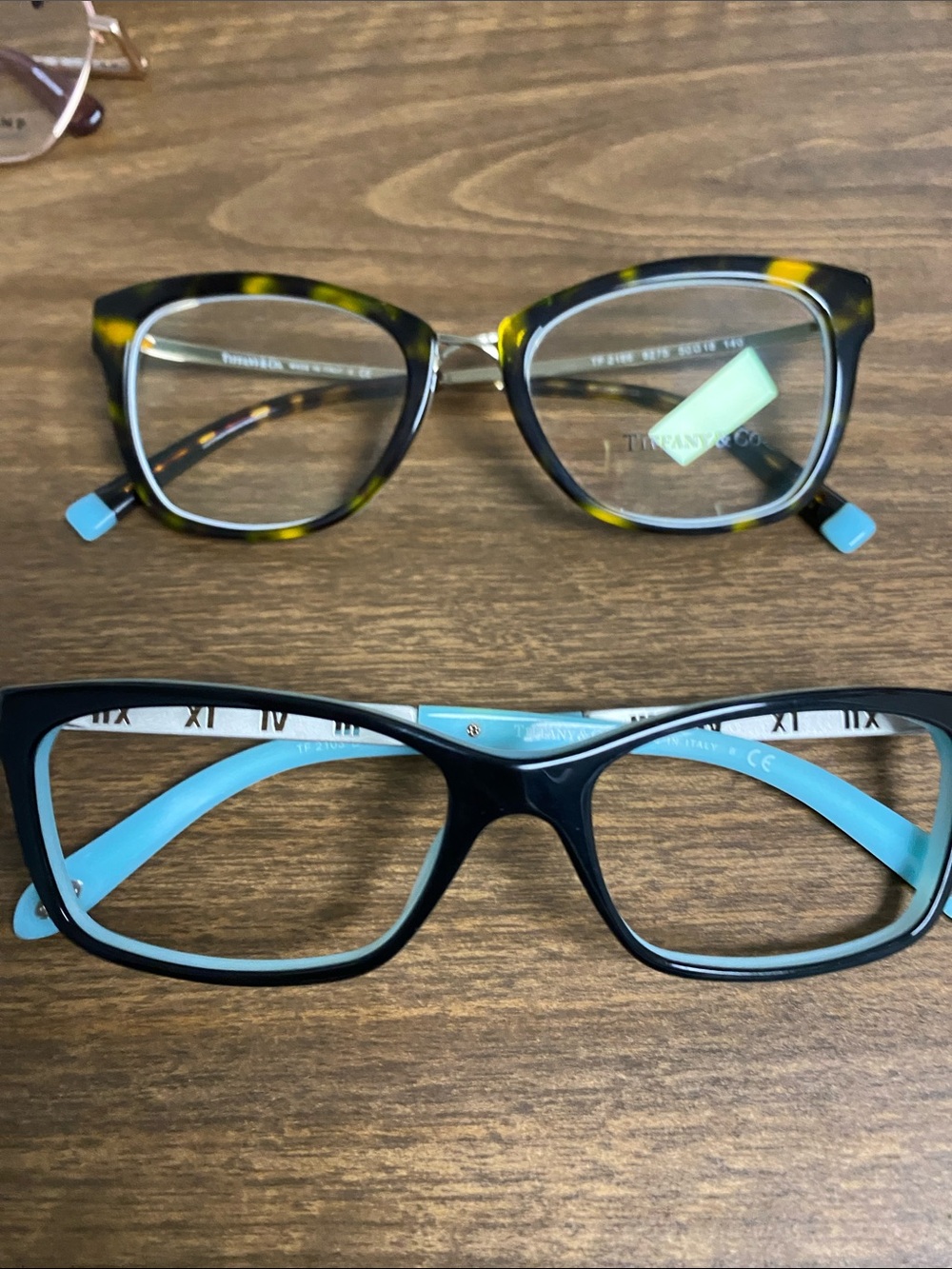 Tiffany & Co. Black and Turquoise Eyeglasses with Tortoiseshell Pair